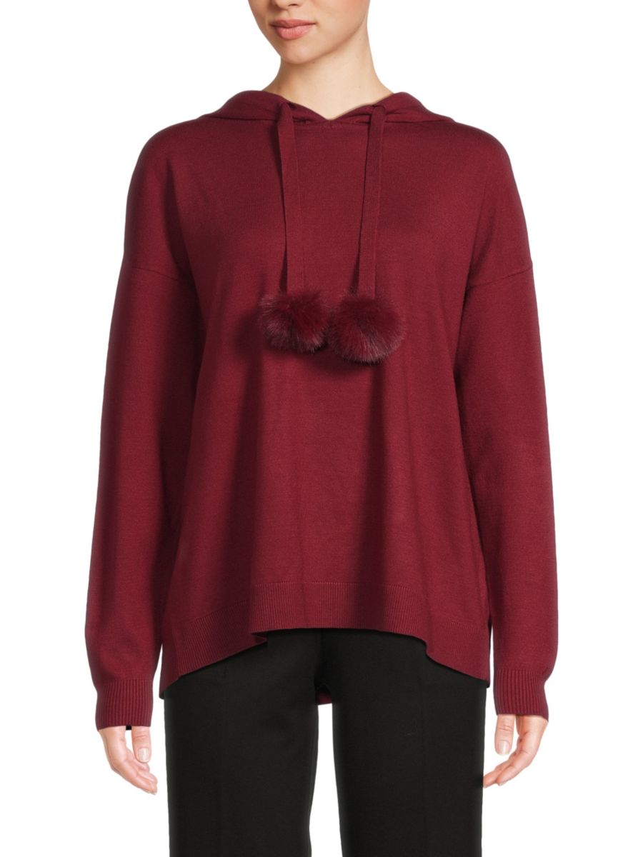 

Толстовка с помпонами и приспущенными плечами Saks Fifth Avenue, цвет Cabernet