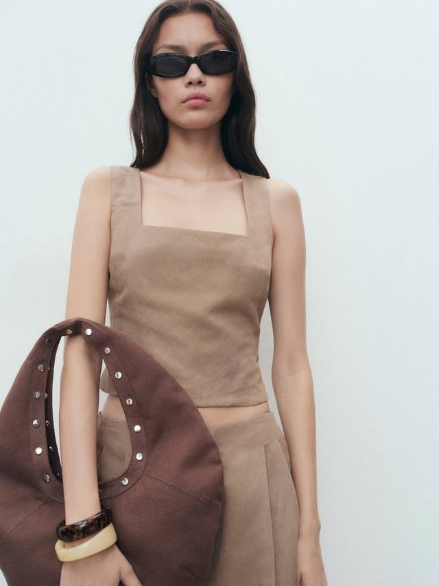 

Топ Teresa с перекрестными лямками на спине Mango, Brown