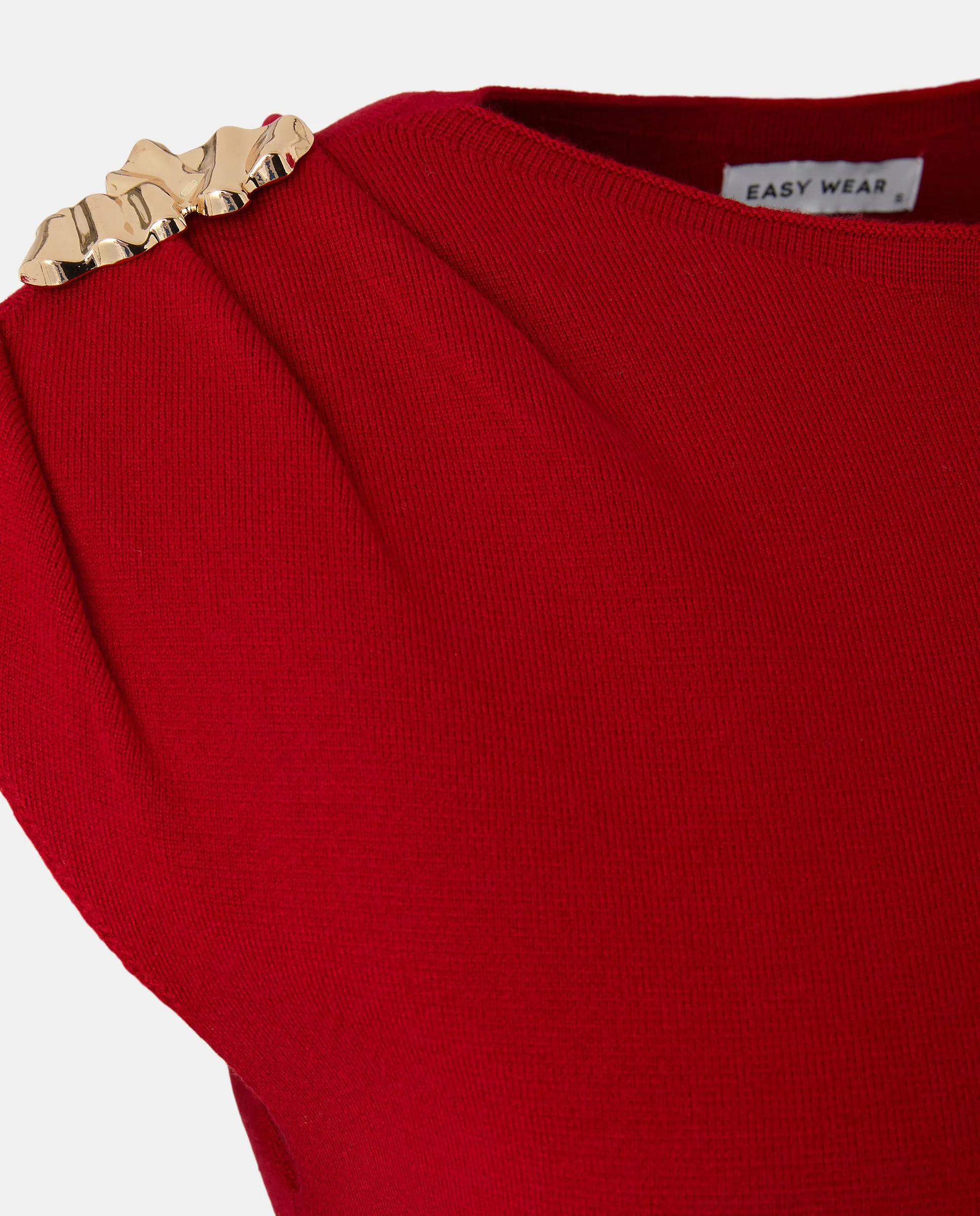 

Женский топ из трикотажа с металлическим декором на плече Easy Wear, красный