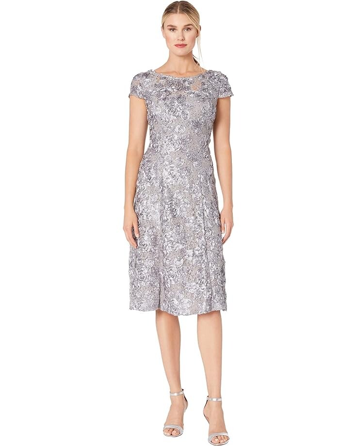 

Платье Alex Evenings Tea Length A-Line Rosette, цвет Dove