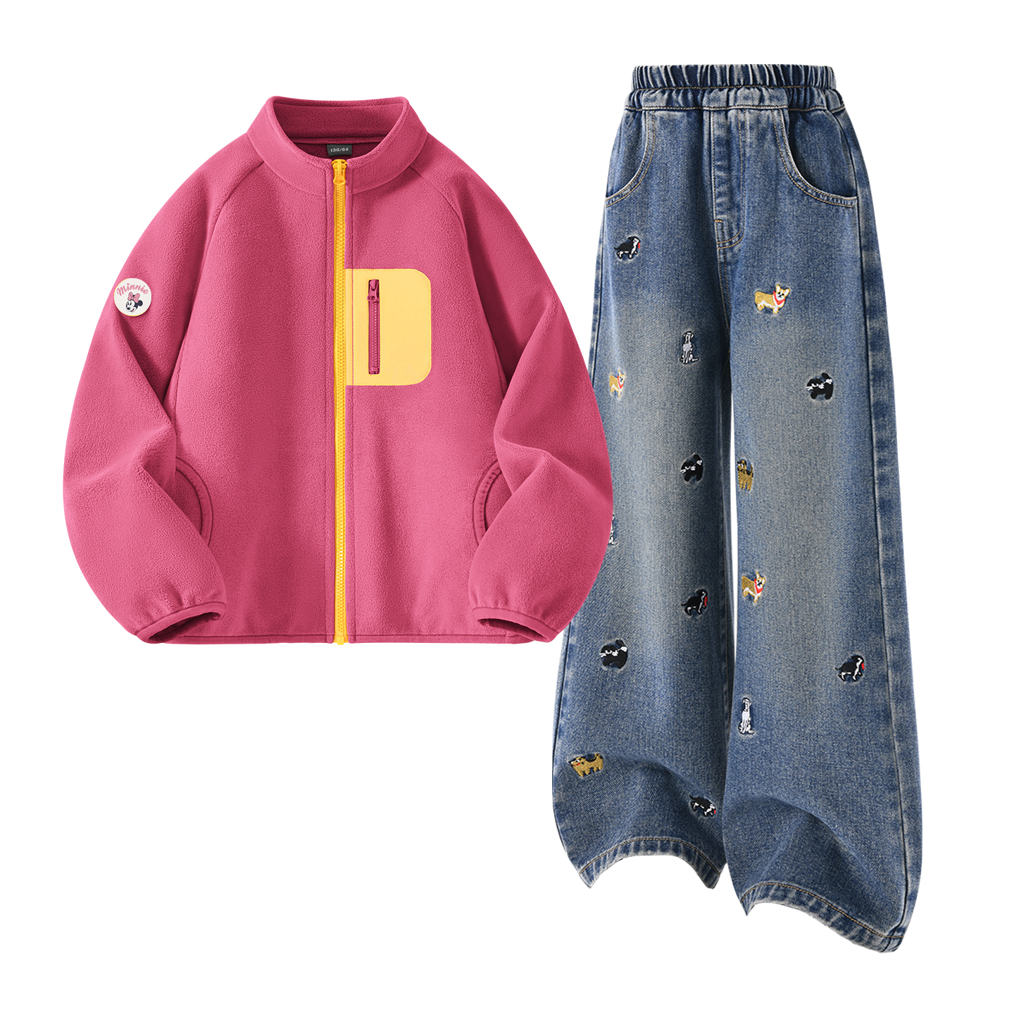 Детская повседневная спортивная одежда Disney, Dini Medium Round Hook-And-Loop K Light Milk White+Solid Color Sea Salt Blue — фото 2