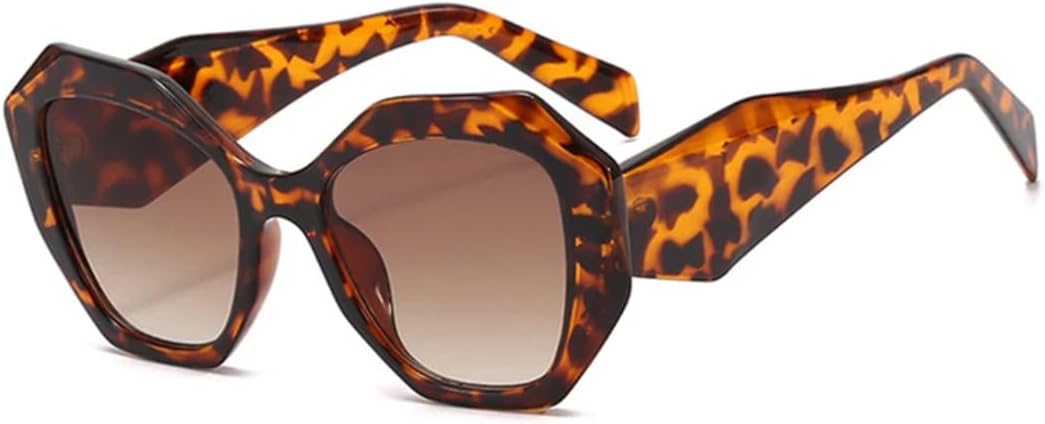 

Модные солнцезащитные очки большого размера «кошачий глаз» с многоугольным оправой для женщин, в стиле ретро с леопардовым принтом, с защитой от УФ-излучения UV400, для мужчин TYUVIVO, Leopard Tea Gradient