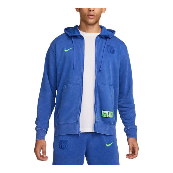 

Куртка fc barcelona club third french terry full-zip hoodie 'royal lime' Nike, синий