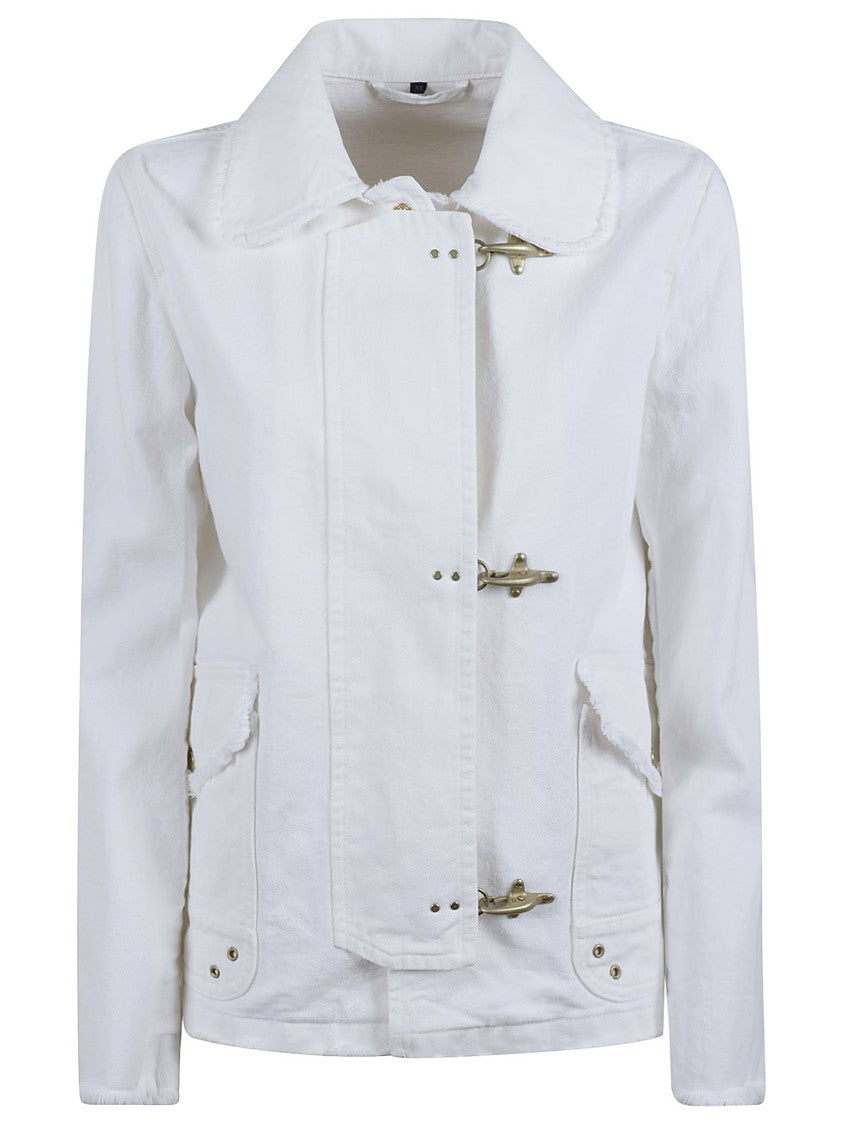 

Хлопковая повседневная куртка с уникальной системой застежки Fay, белый