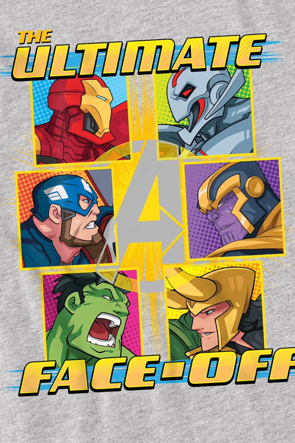 Детский свитшот с принтом Marvel Avengers, Athletic Heather, светло-серый — фото 2