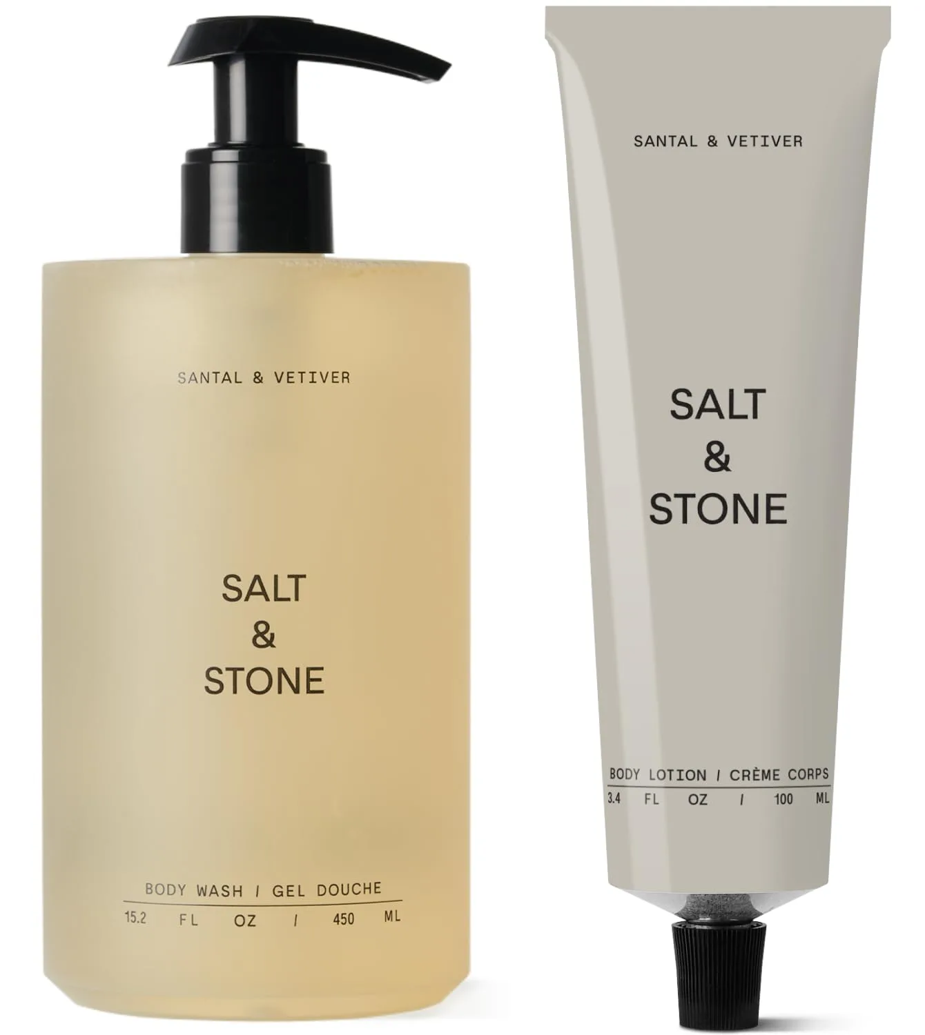 Увлажняющий гель для душа и лосьон для тела Salt & Stone | Сантал и ветивер