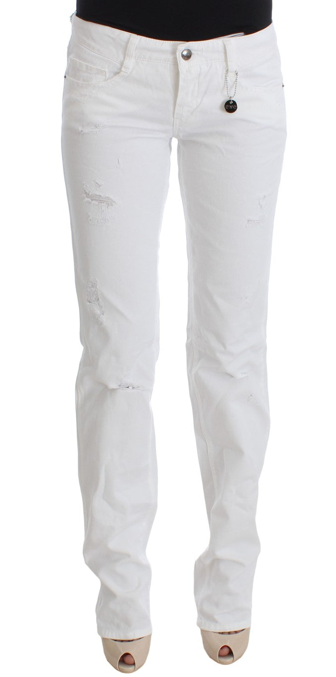 

Джинсы женские облегающие, синие, расклешенные, Costume National Cotton Slim Fit