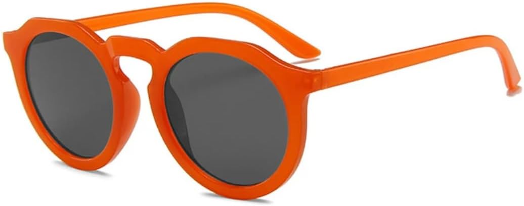 

Солнцезащитные очки для мужчин и женщин - защита UV400 - круглая оправа, линзы конфетных цветов, для занятий спортом на открытом воздухе и вождения DSVIGF, Orangered-black
