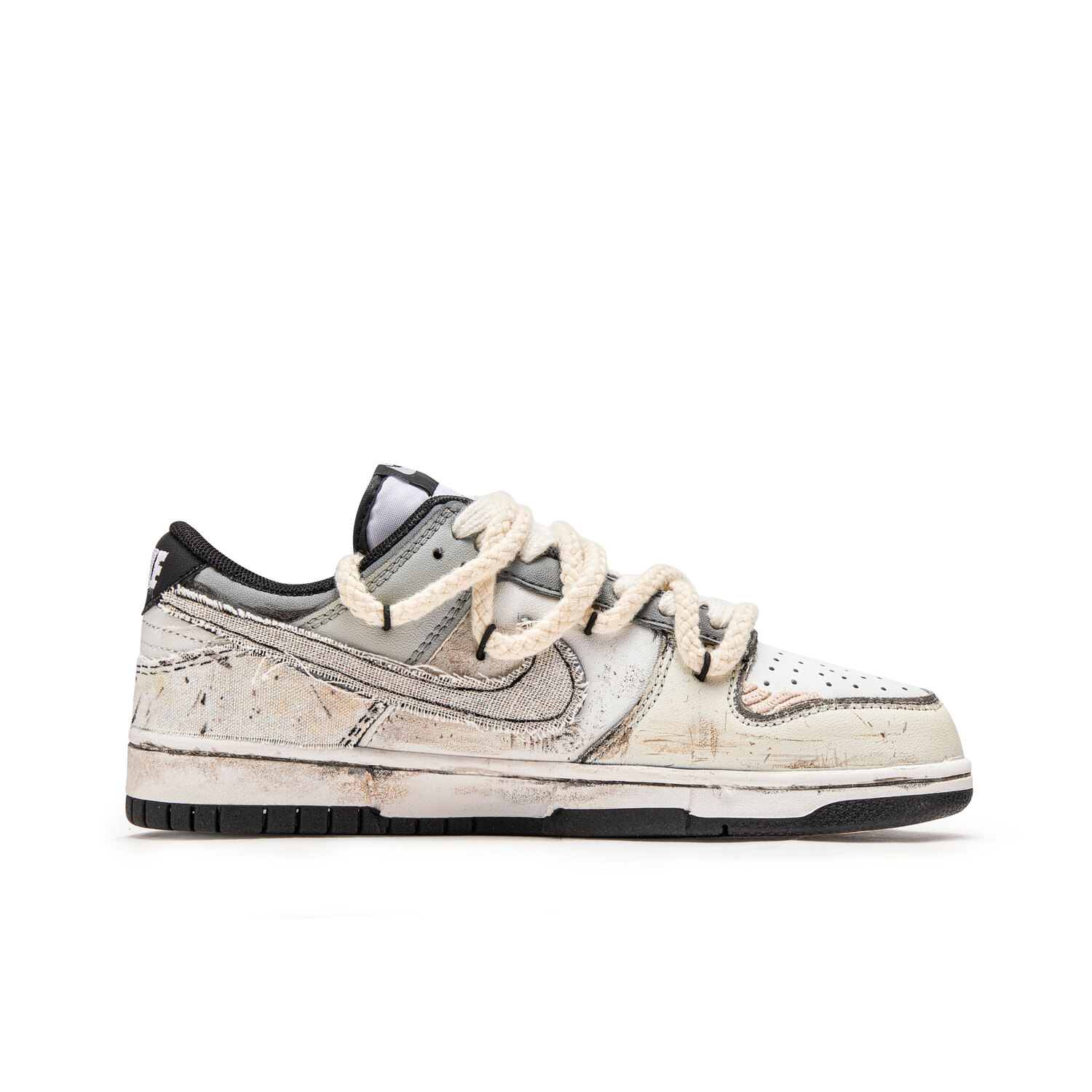 Nike Dunk 'Black' нескользящие легкие амортизирующие низкие детские скейтбординг кроссовки ecru для подростков — фото 4