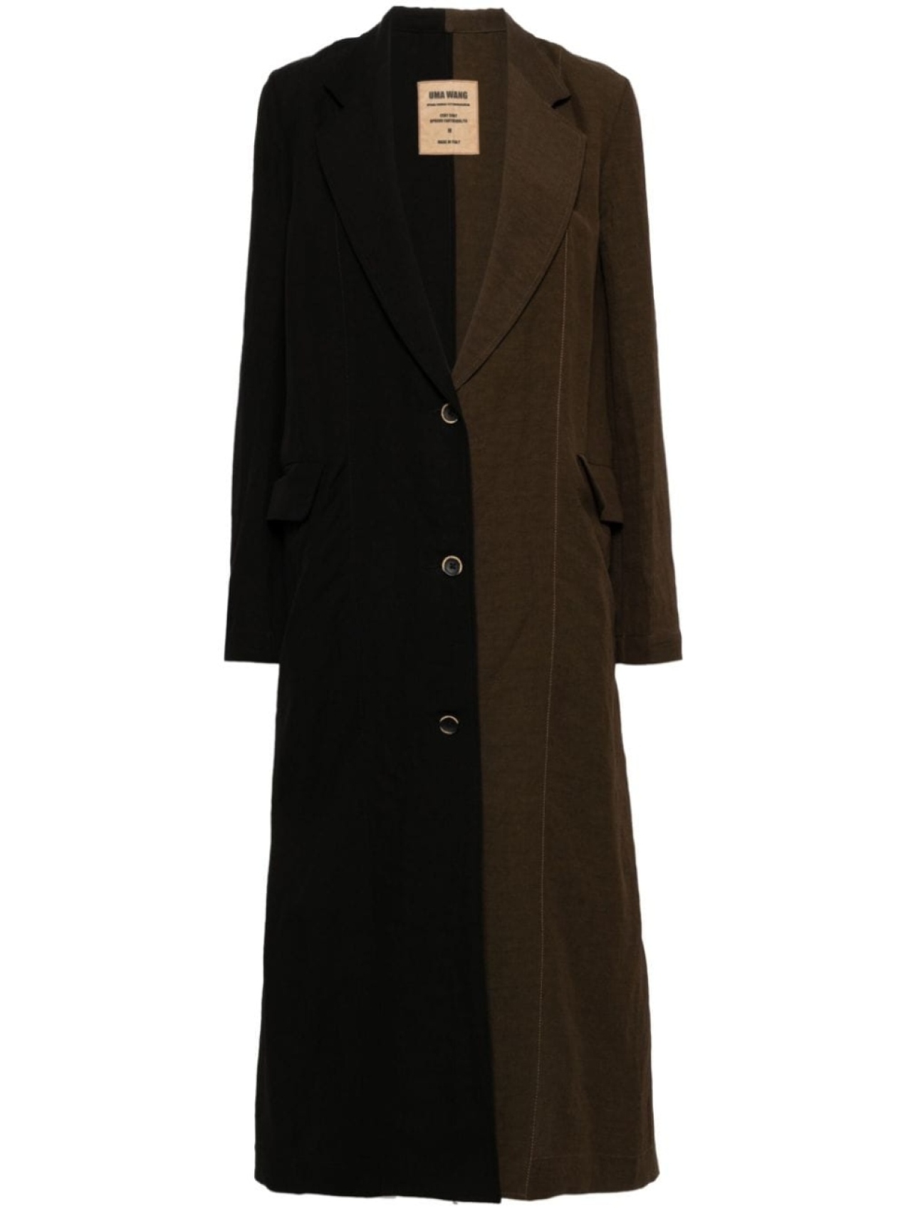 

Uma Wang two-tone single-breasted coat, коричневый