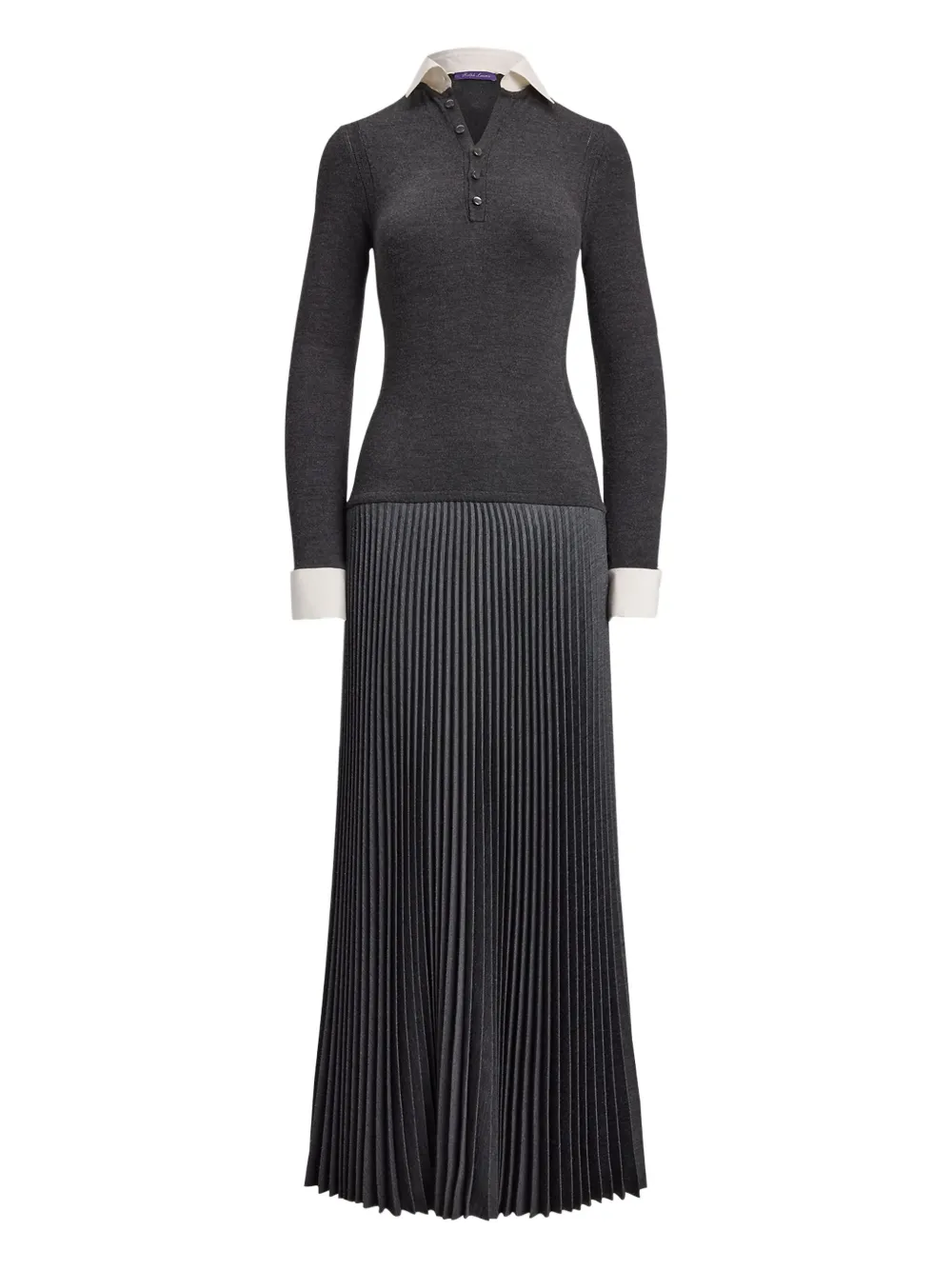 

Платье-поло с панелями и плиссировкой Ralph Lauren Collection, серый