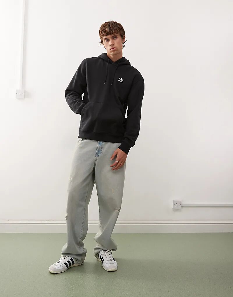 Толстовка adidas Originals Trefoil Essentials черного цвета с контрастной строчкой — фото 3