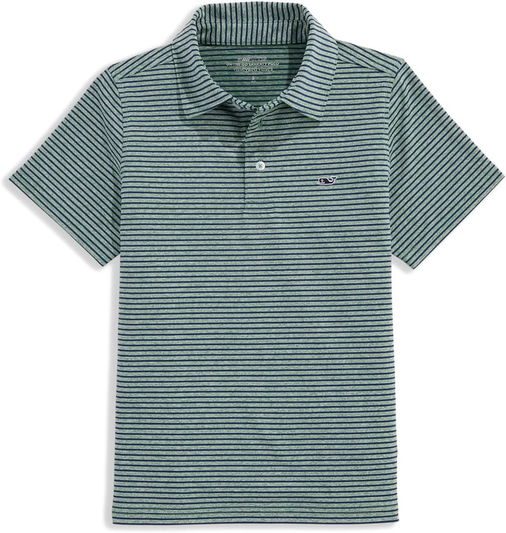 

Поло Vineyard Vines Kids Bradley Stripe Sankaty Polo, цвет Star Green/Blue