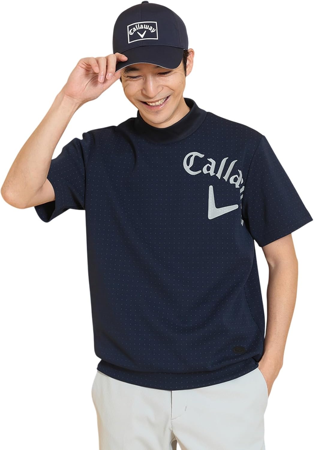 

Мужская толстовка Callaway C25117102 с коротким рукавом и высоким воротником (в горошек) / для гольфа Ping, темно-синий