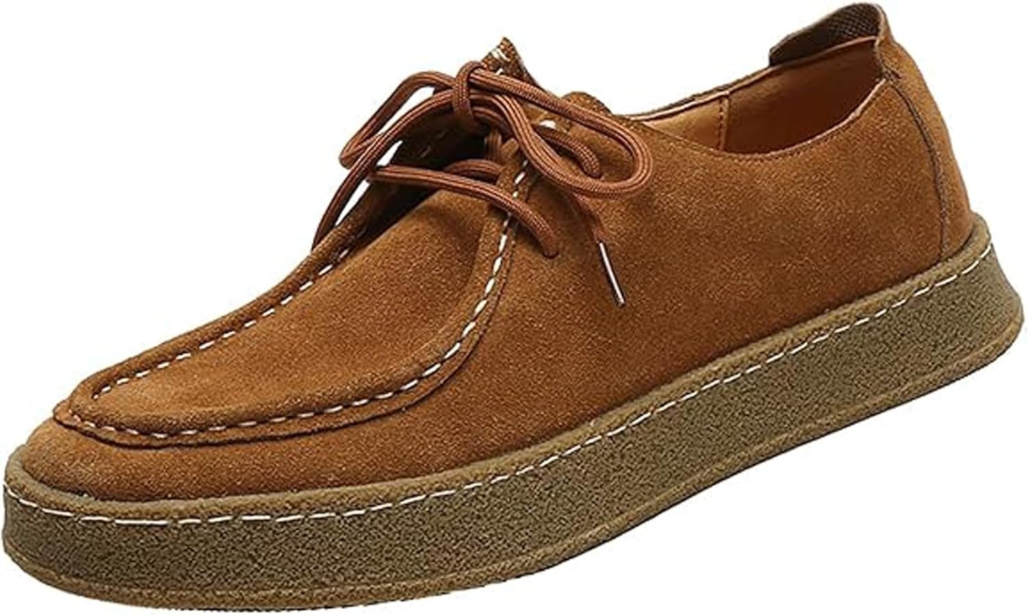 

Мужские замшевые повседневные лоферы на шнуровке, удобная обувь для ходьбы с плоской подошвой, низкие легкие офисные и туфли Xinduoyu, коричневый