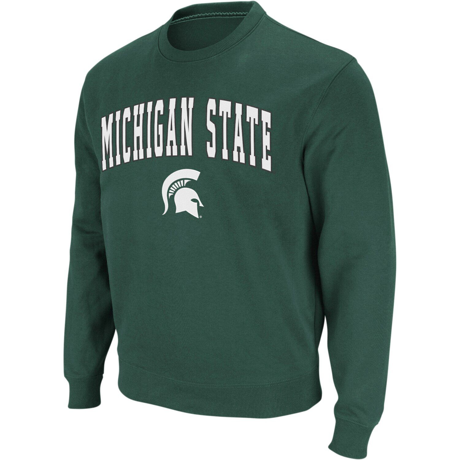 Мужской зеленый свитшот с круглым вырезом Michigan State Spartans Arch & Logo Colosseum — фото 2