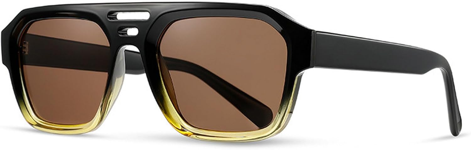 

Модные ретро поляризованные солнцезащитные очки-пилот для женщин и мужчин в стиле 70-х, дизайнерские очки из ацетата с толстой оправой, прямоугольные, дизайнерские mincl, C1