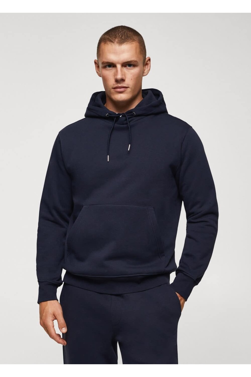 

Хлопковая толстовка с капюшоном Mango, темно-синий