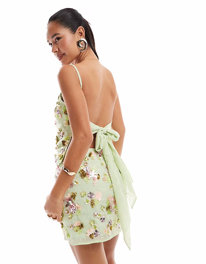 

Топ ASOS DESIGN Coord с цветочным принтом и деталью на спине зеленого цвета
