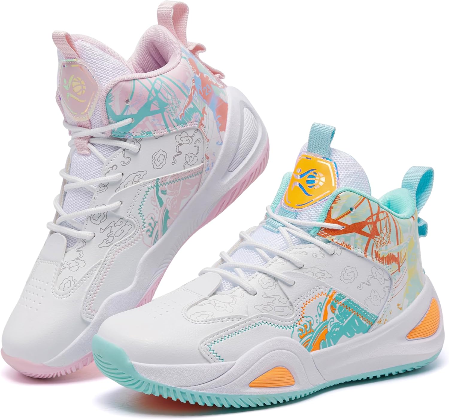 

Женские и мужские баскетбольные кроссовки, удобные спортивные модные кеды, повседневная универсальная обувь для активного отдыха Bacury, мультиколор