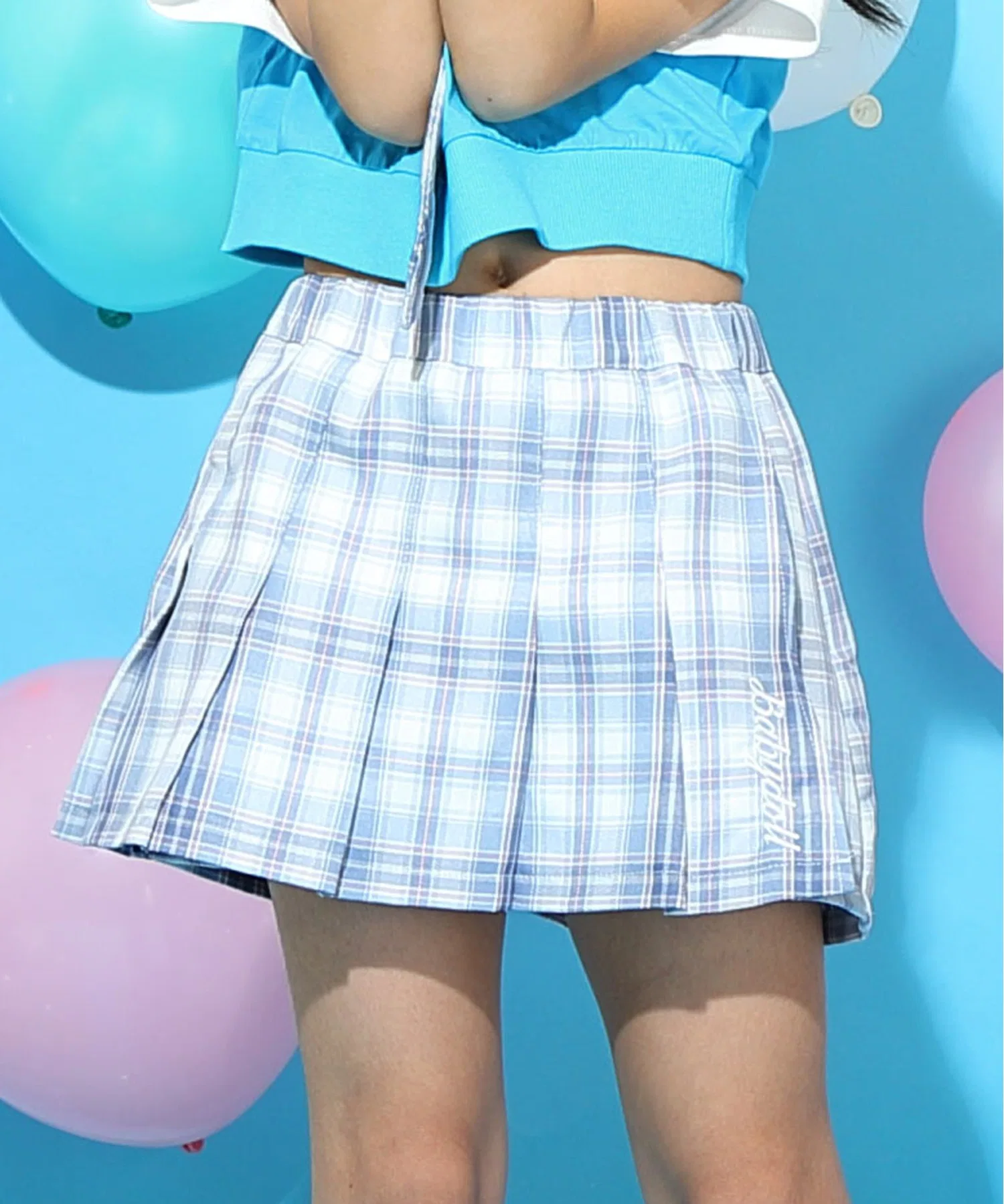 Детские шорты в клетку BABYDOLL короткие светло-голубые