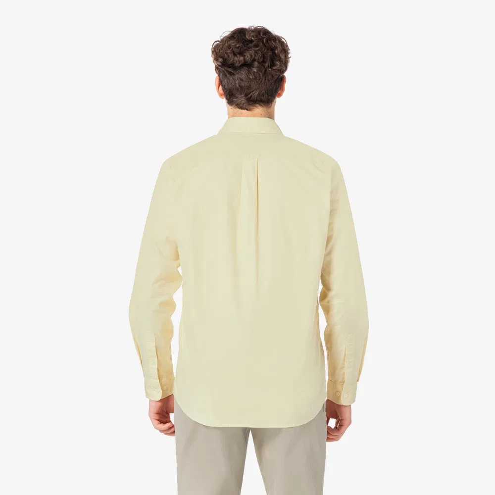 Мужская базовая оксфордская рубашка светло-жёлтая от Lacoste — фото 3