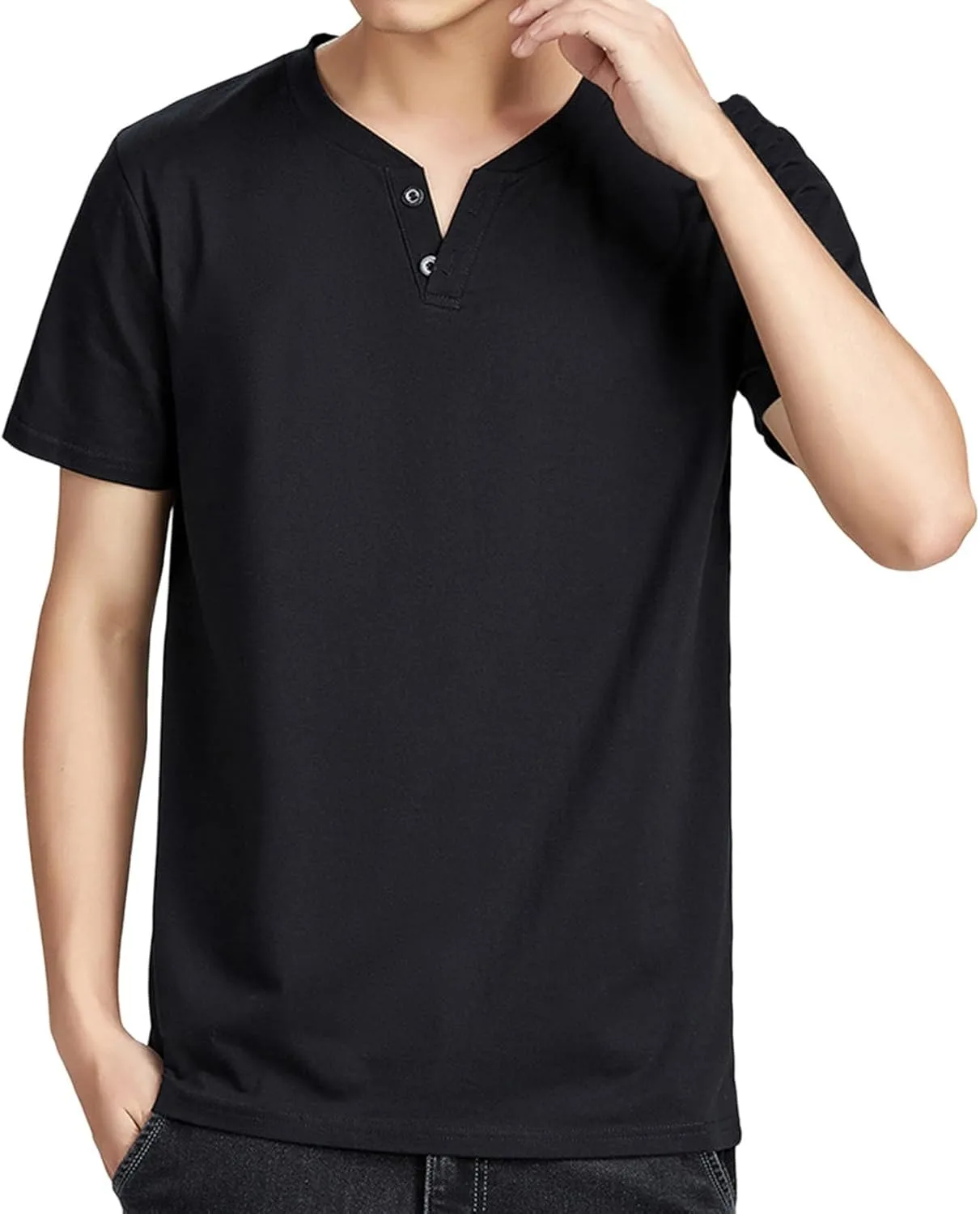 

Мужская футболка Henley с коротким рукавом Slim Fit Stretch