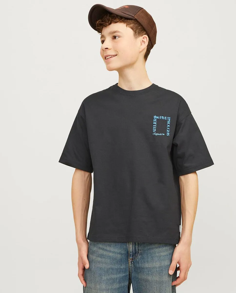 

Футболка для мальчика с коротким рукавом и принтом на спине Jack & Jones, черный