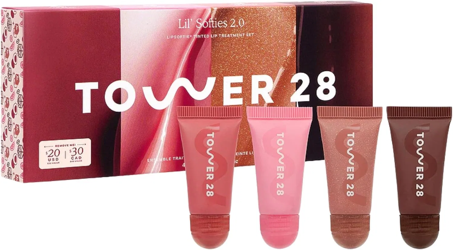 Набор мини-бальзамов для губ Tower 28 Beauty, 4 шт, мультиколор