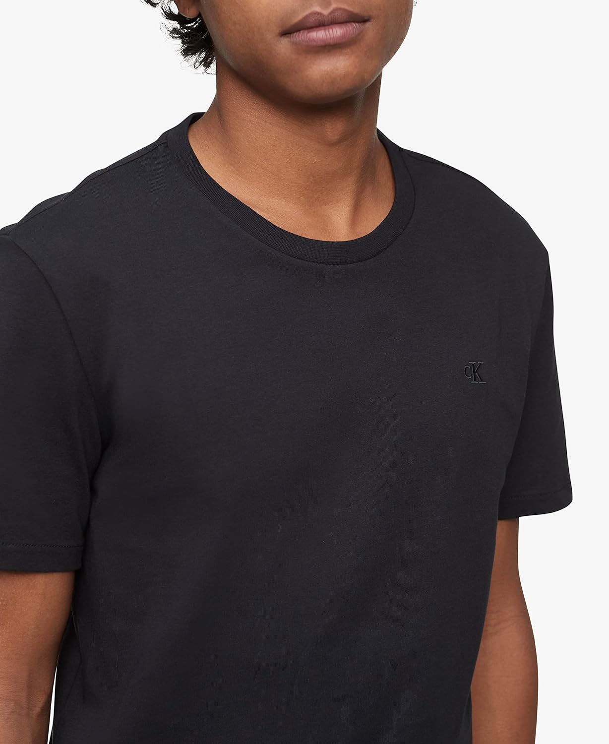 Мужская футболка Calvin Klein из гладкого хлопка с круглым вырезом, Black Beauty — фото 3