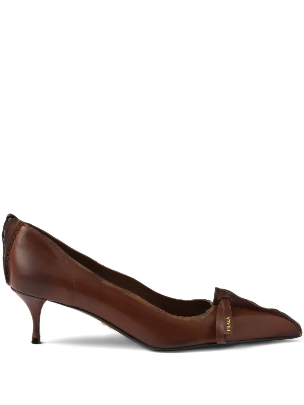 Туфли Antiqued 55 с заостренным носком Prada, коричневый