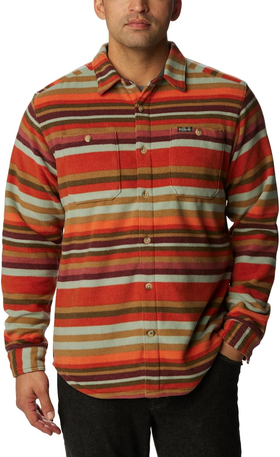 

Columbia мужская рубашка Flare Gun из вельвета, Warp Red Surfcrest Stripe Print