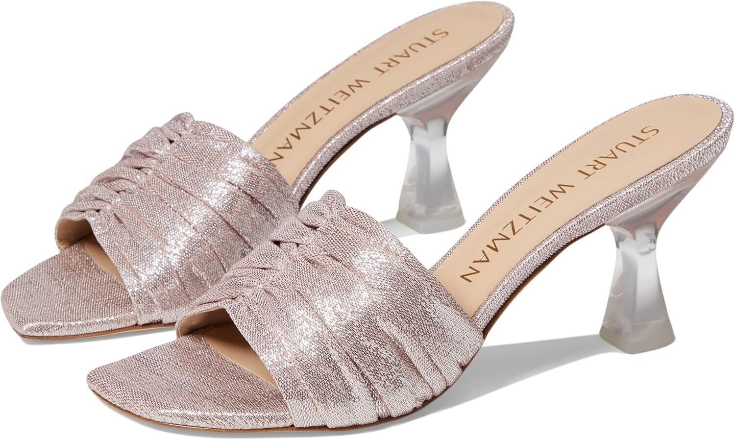 Сандалии Stuart Weitzman Ruche 75 Женские 8.5 Poudre Квадратный носок Каблук-катушка KHD859, розовый