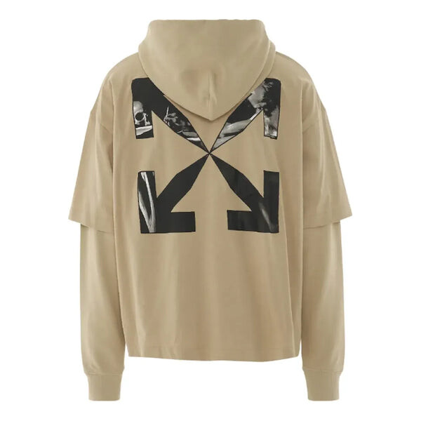 Футболка caravaggio arrow double hooded t-shirt 'dark sand' Off-White, желтый — фото 2