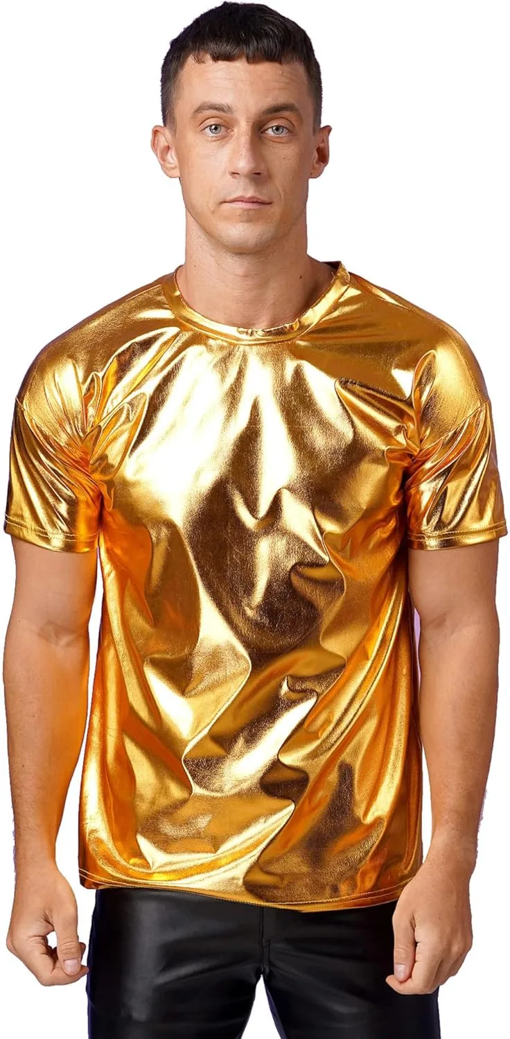 

Moily мужская футболка с короткими рукавами Metallic Shiny для вечеринок