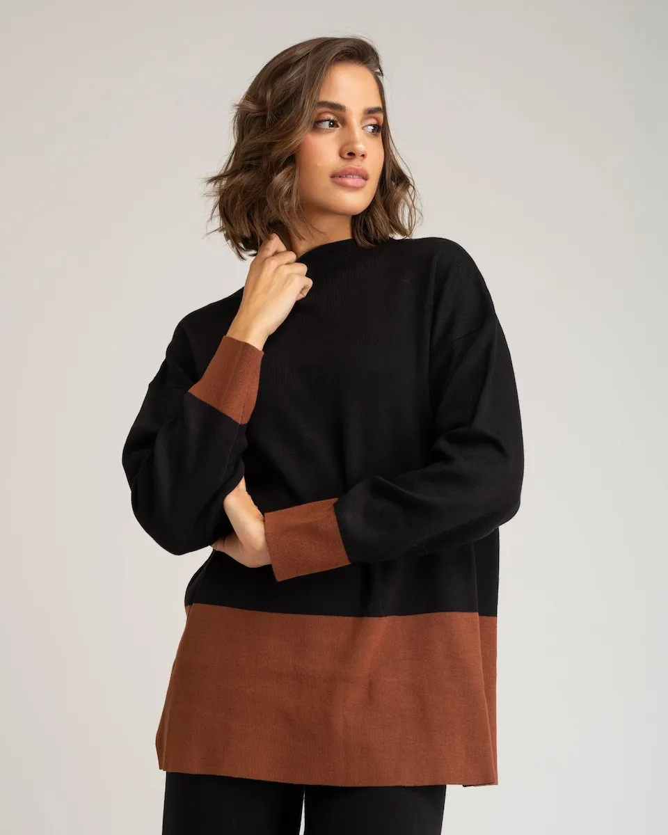 

Женский джемпер с высоким воротником и свободным кроем Niza, темно-коричневый