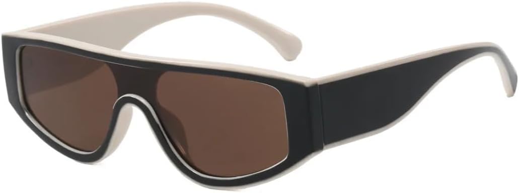 

Сексуальные женские солнцезащитные очки «кошачий глаз», женские и мужские винтажные очки в стиле панк, плоская верхняя часть, популярные цельные очки с защитой от УФ-излучения UV400 HHZZYVY, Beige Black Tea