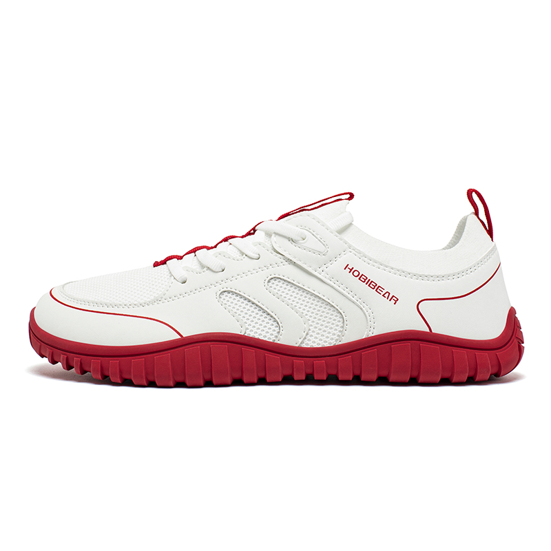 

HOBIBEAR Амортизирующие противоскользящие и износостойкие низкие треккинговые ботинки унисекс бело-красные, цвет White Red