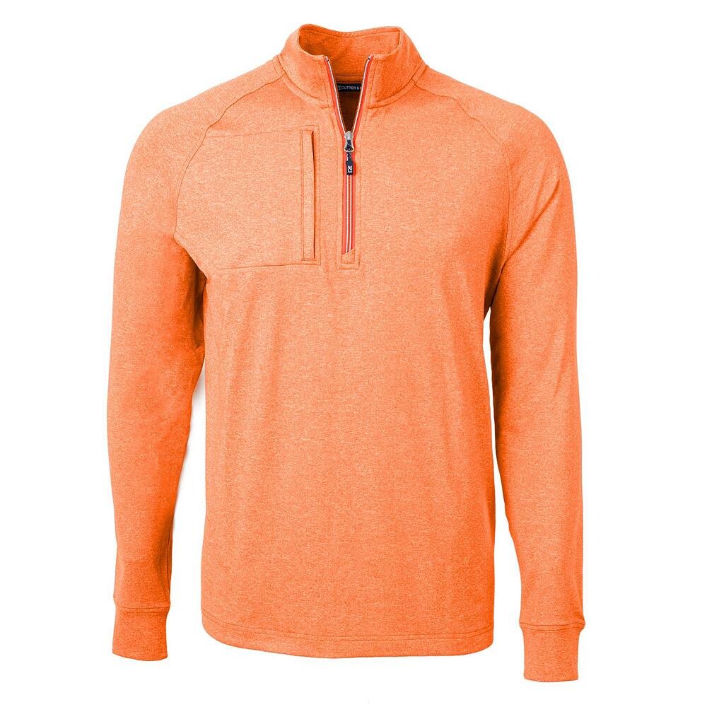 

Мужской пуловер с молнией на четверть Cutter & Buck Adapt Eco Knit Heather, цвет College Orange Heather