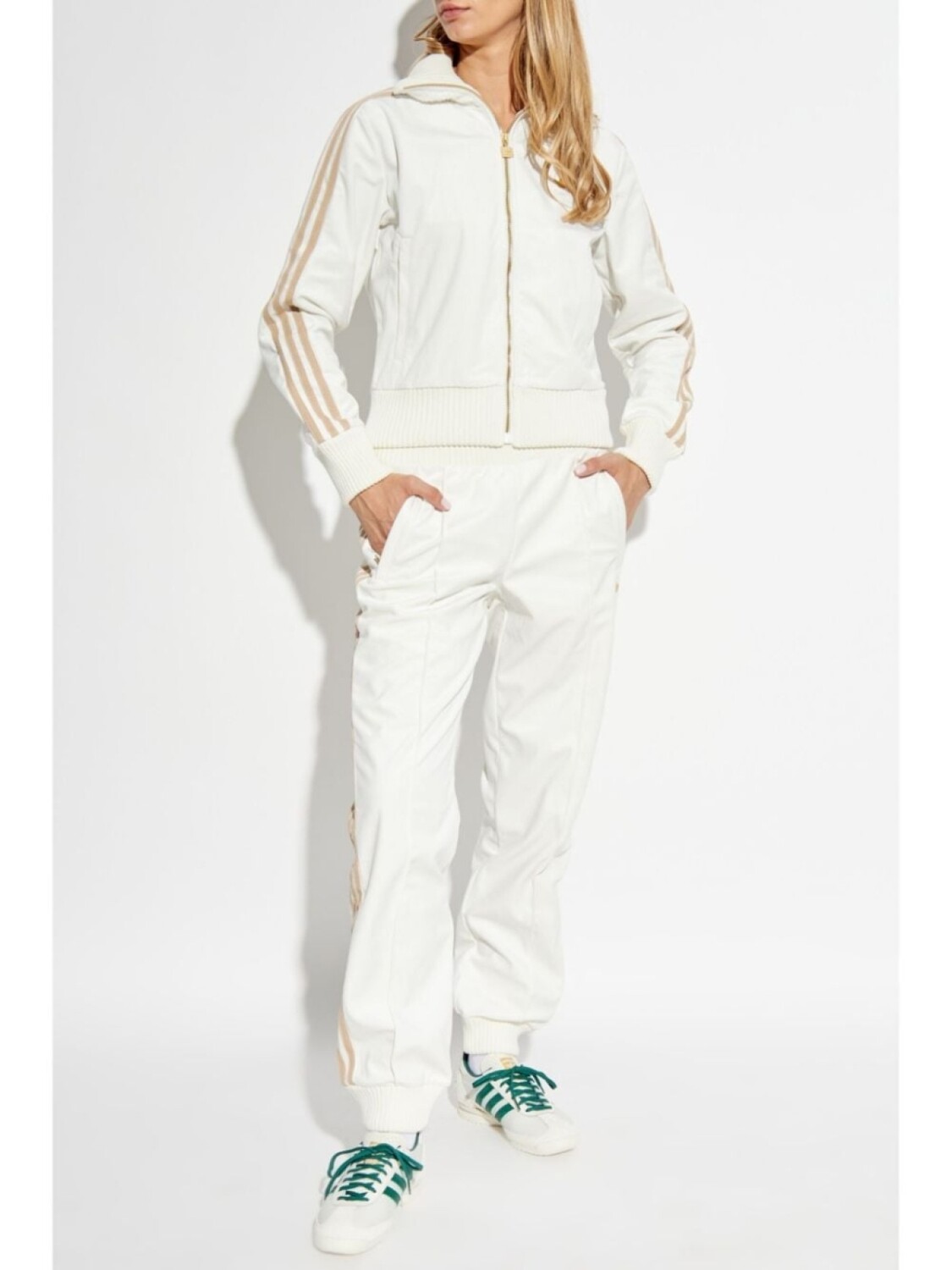 Adidas хлопковые спортивные штаны с нашивкой-логотипом adidas, белый — фото 2