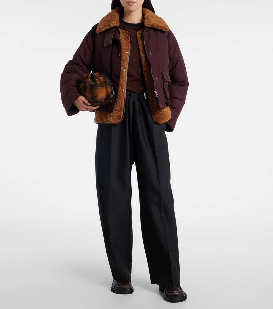 Пуховик из хлопковой смеси с овчиной Loewe, Burgundy — фото 2