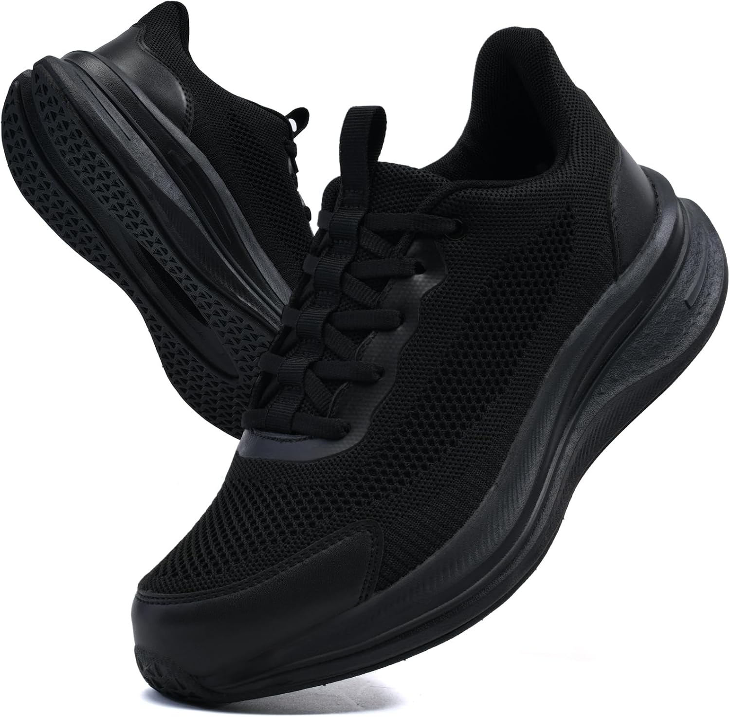 

Мужские кроссовки на легкой посадке, для ходьбы, тенниса и тренировок, дышащие, с противоскользящей подошвой и поддержкой свода стопы Zeubnxs, черный