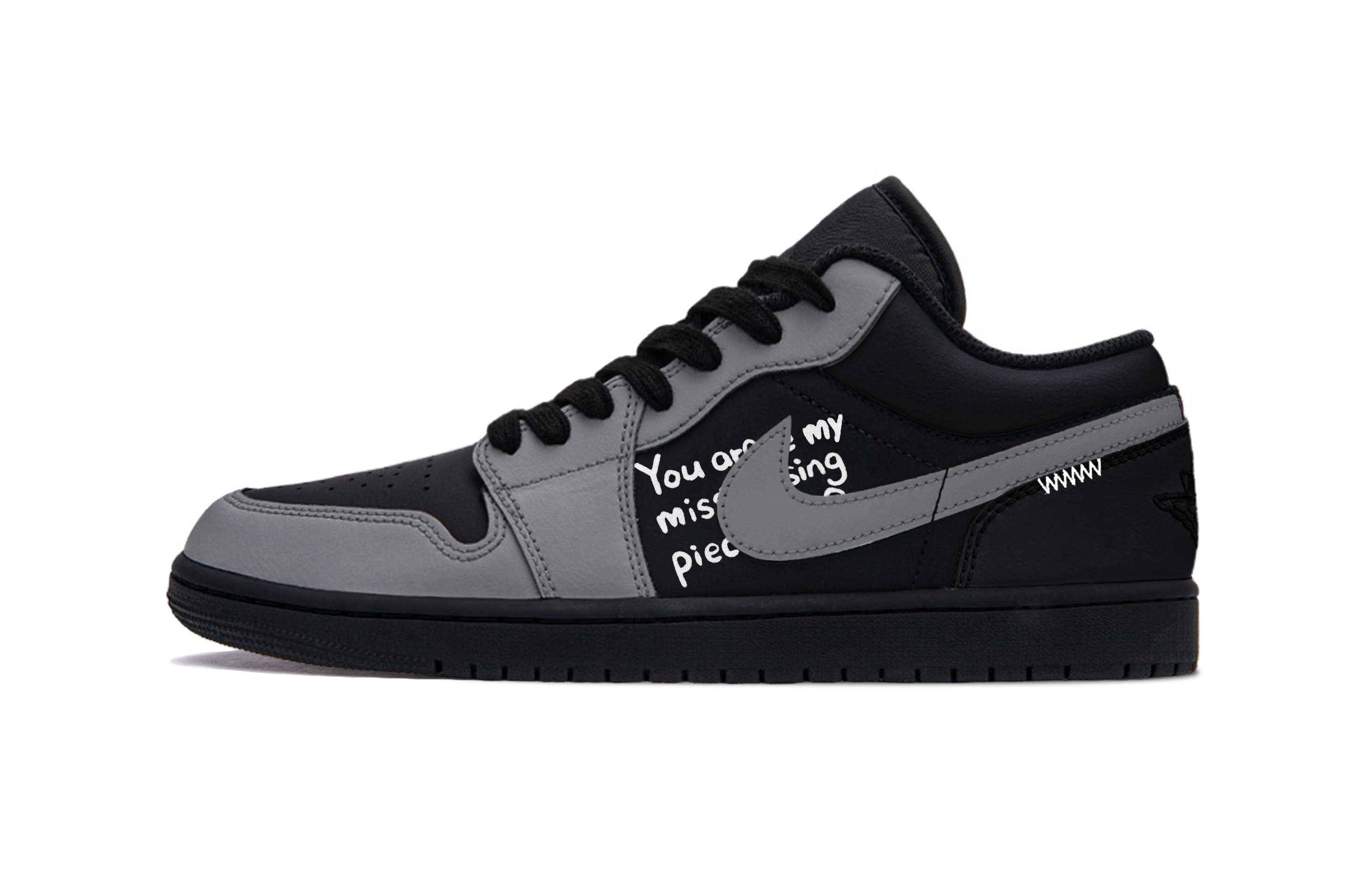 

Air 1 Old Manga Collection Cushioning, Wear Resistant Low top Vintage Basketball Shoes Men's Jordan, черный белый серый