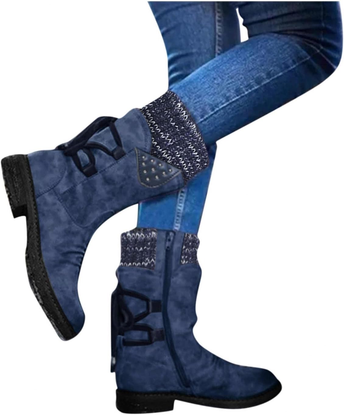 

Женские и детские сапоги Hbeylia средней длины, винтажная мода, повседневные, синий