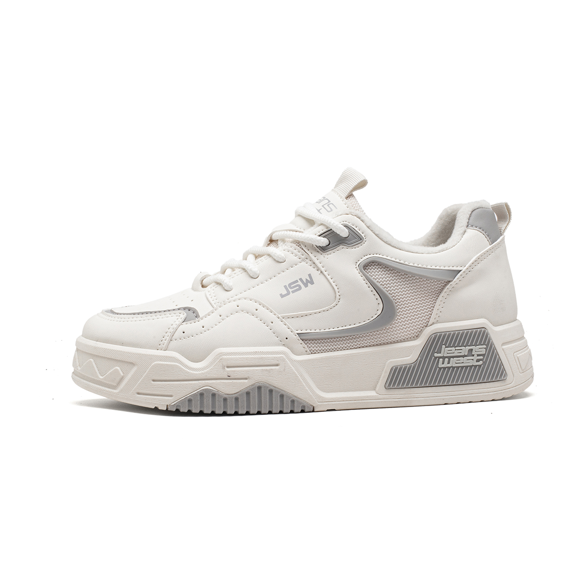 

Скользоустойчивые амортизирующие и дышащие низкие скейтерские кроссовки Unisex JEANSWEST, [Fleece-Lined]бежевый/серый