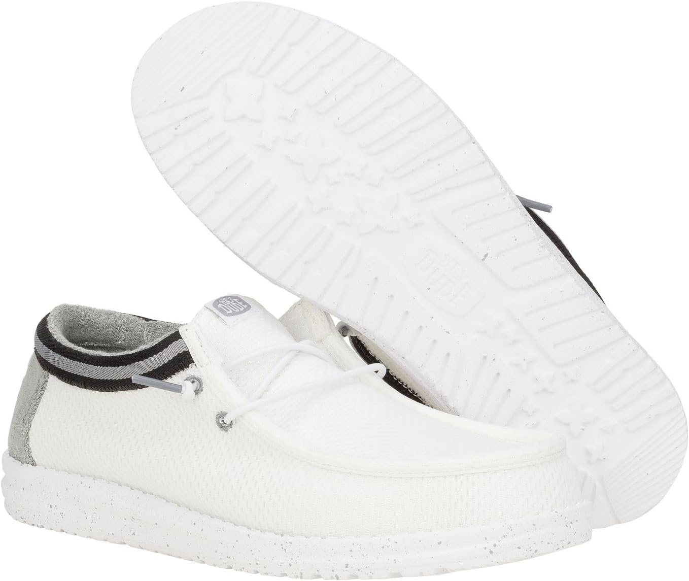 Кроссовки Hey Dude Men's Wally Varsity Jersey, Men’s Shoes, Men's Slip-on Loafers, Comfortable Light-Weight Heydude, белый/серый — фото 3
