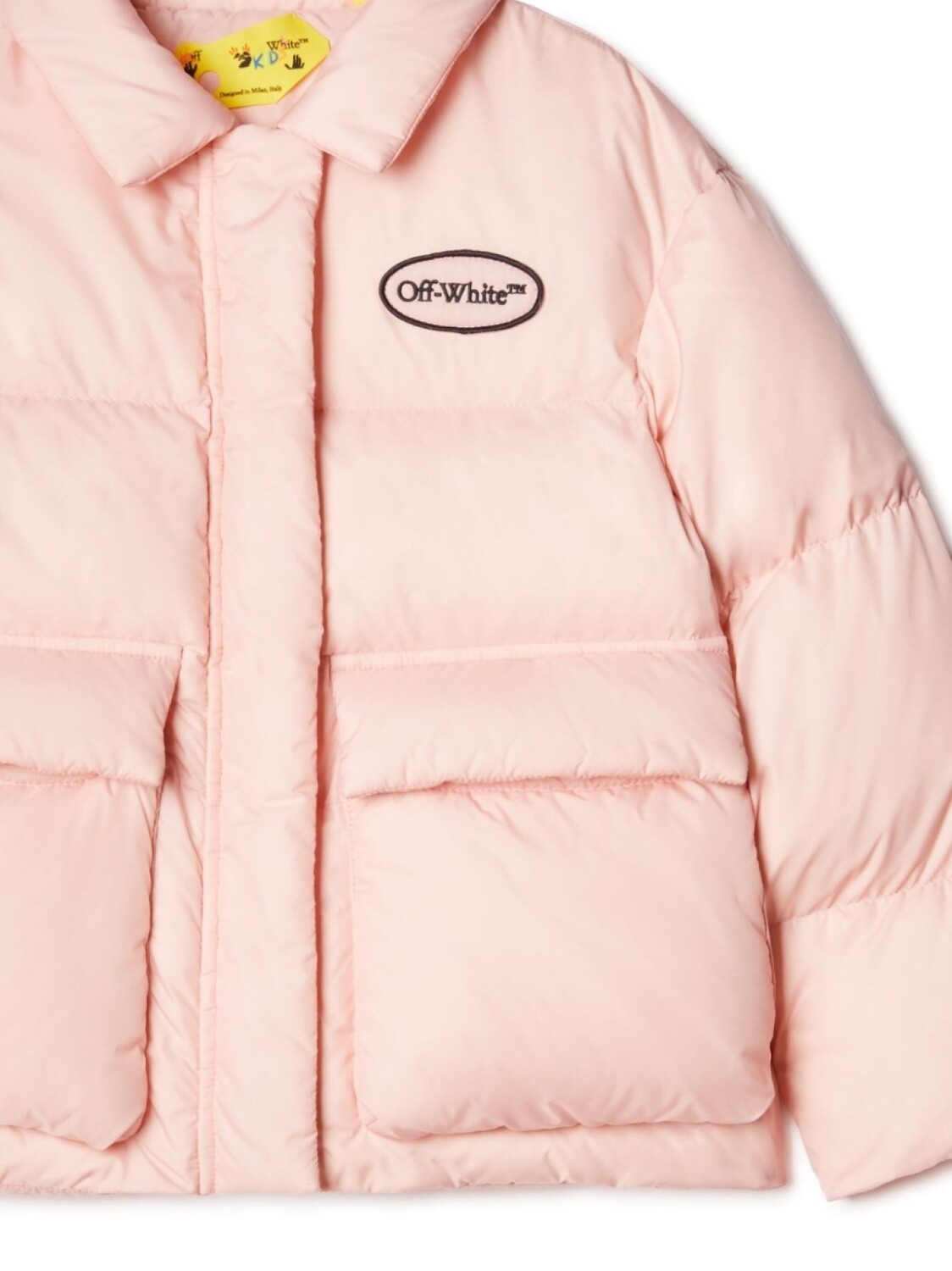 Off-White Kids стеганый пуховик с логотипом Arrows, розовый — фото 3