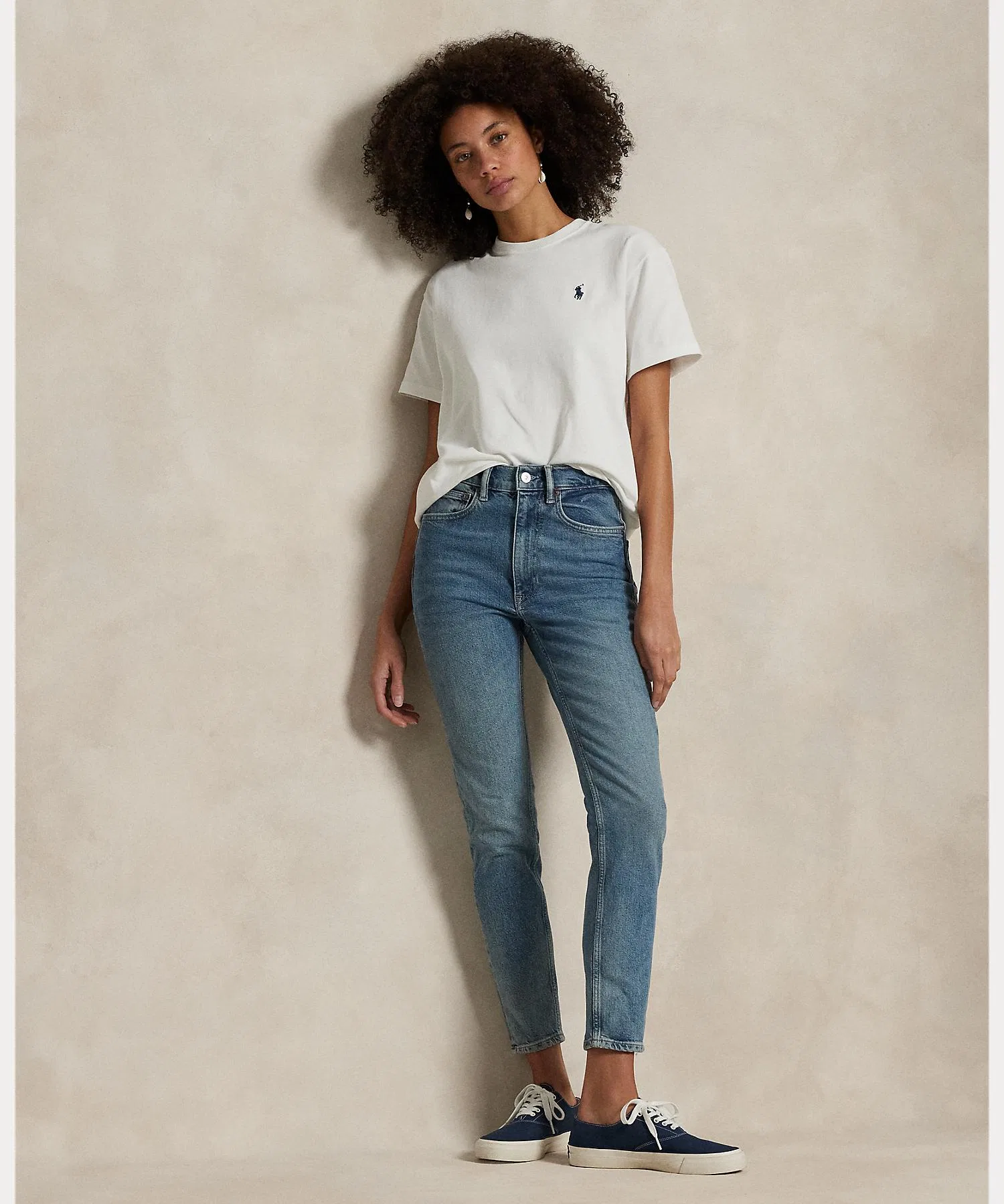 Женская футболка POLO RALPH LAUREN из хлопка с круглым вырезом белая — фото 3