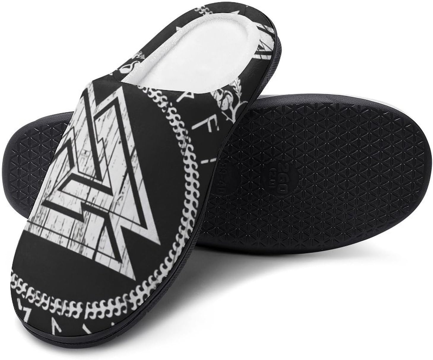 

Легкие резиновые тапочки на подошве, удобные и мягкие мужские зимние тапочки викингов, теплые пушистые домашние тапочки из хлопка для спальни и гостиной Yxhzyhy, Viking Runes1