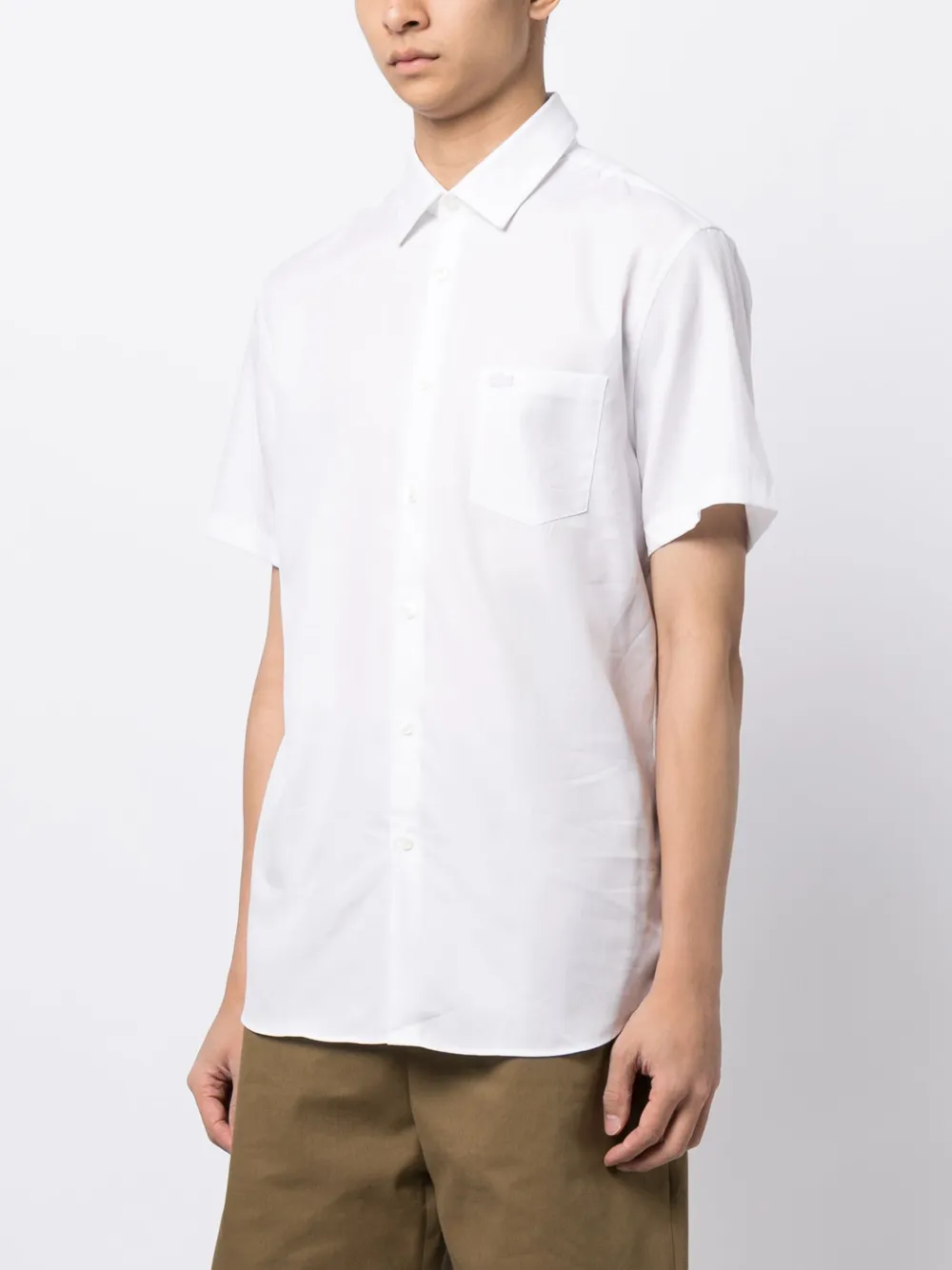 Хлопчатобумажная рубашка с коротким рукавом Lacoste, белый — фото 3